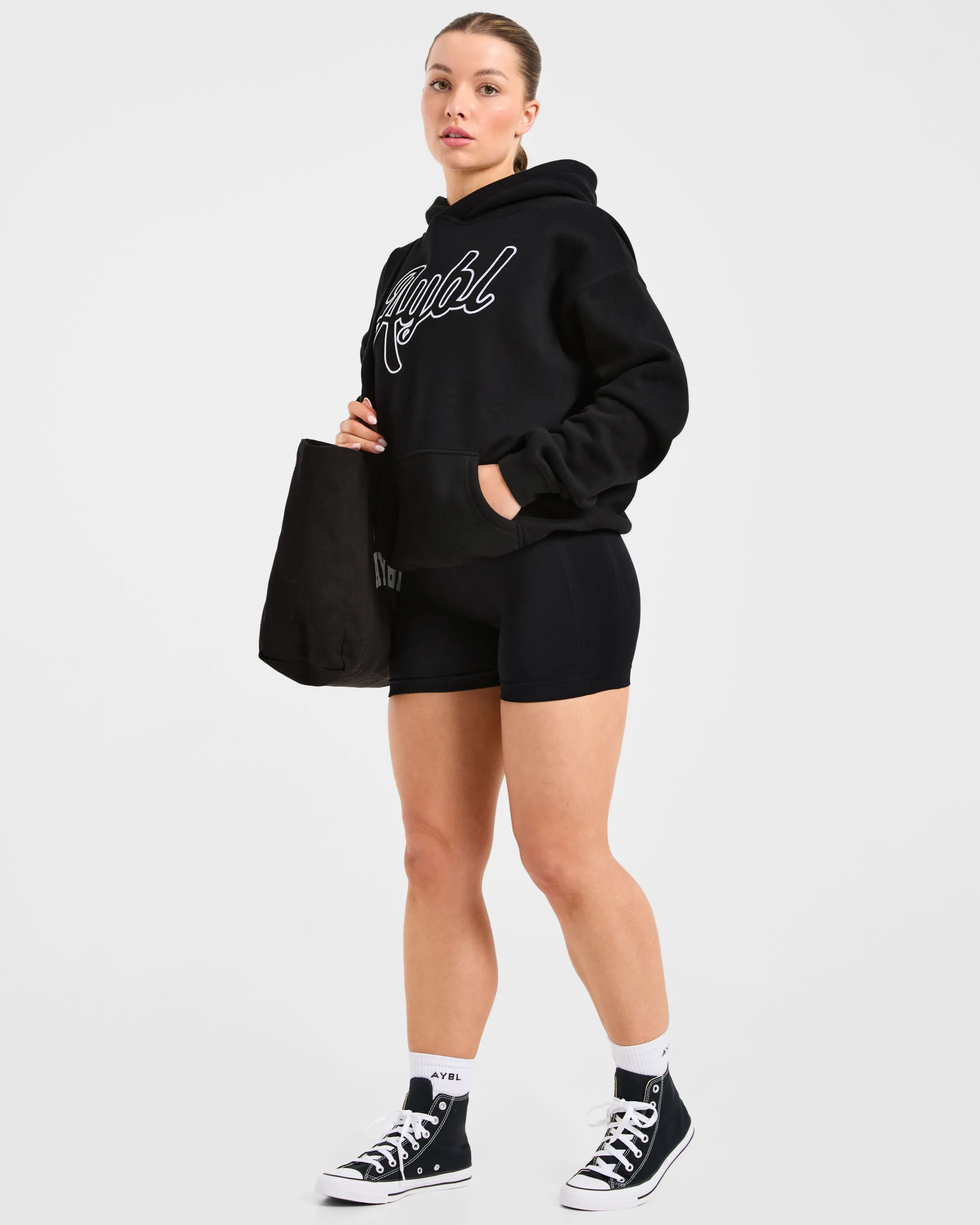 Script Embroidered Oversized Hoodie