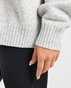 Varsity Minimal Logo Oversized Knitted Hoodie