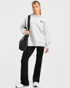 Varsity Minimal Logo Oversized Knitted Hoodie