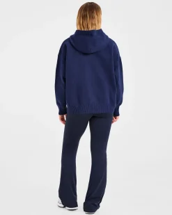 Varsity Minimal Logo Oversized Knitted Hoodie