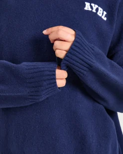 Varsity Minimal Logo Oversized Knitted Hoodie