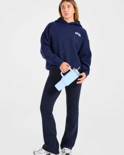 Varsity Minimal Logo Oversized Knitted Hoodie