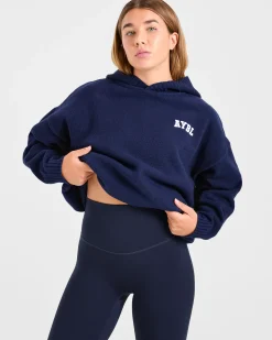 Varsity Minimal Logo Oversized Knitted Hoodie