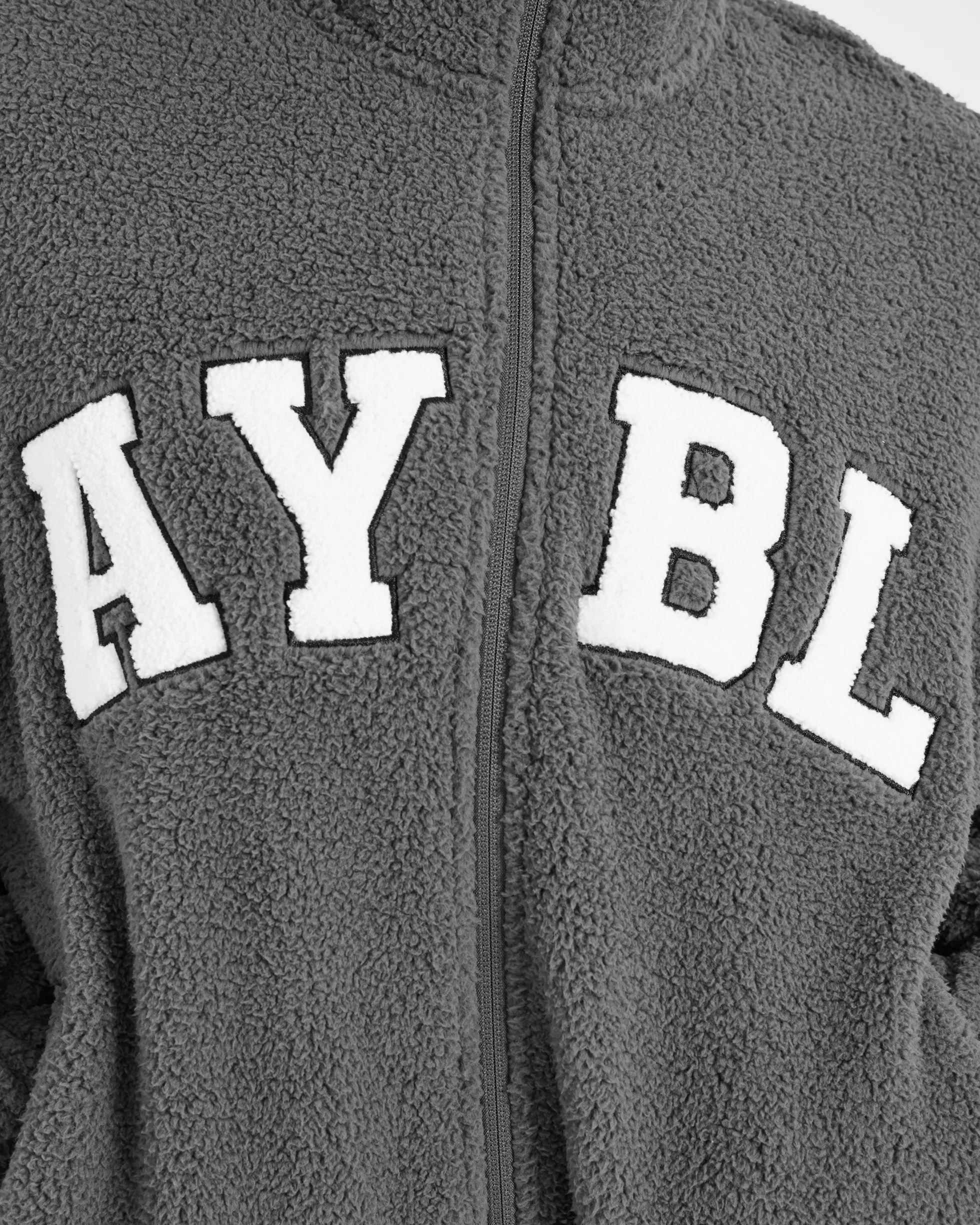 Varsity Oversized Fleece Zip Up Jacket