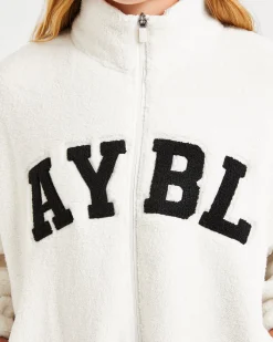 Varsity Oversized Fleece Zip Up Jacket